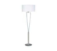 Lámpara de pie en plata mate con pantalla de tela blanca, altura 160 cm