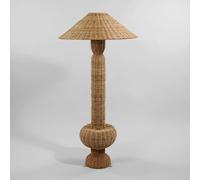 Lámpara de pie exterior inalámbrica y recargable de ratán, 153 cm