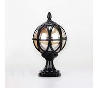 Lámpara de pie exterior, lámpara de columna de linterna de vidrio de 32 cm, lámpara de escritorio de mesa al aire libre lámpara de columna Tradición Victoria Antiguo aluminio impermeable villa