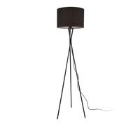 Lámpara de pie grenoble - trípode - 154 x ø38 cm - metal tela - negro - 1 x e27 - 60w [lux.pro]