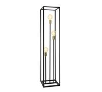 lux.pro Lámpara de pie Groningen 140 x 30 x 30 cm Lámpara de diseño Con 3 Focos Iluminación interior 3 x E27 Metal Negro y Latón