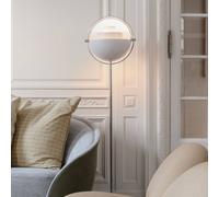 Lámpara de pie Gubi Lite, altura 148 cm, cromo/blanco