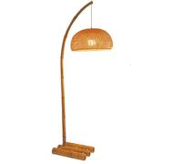 Lámpara de pie japonesa Sle - Lámpara de pie tejida con diseño de pesca china para sala de té y estudio, ideal para lectura y decoración del hogar