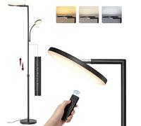Lámpara de Pie LED Ajustable con Cabezal Orientable Negro Mate