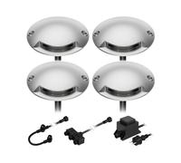 ledscom.de Lámpara LED de superficie para suelo Bunda, 1 luz, para exteriores, transitable, blanco cálido, juego de 4