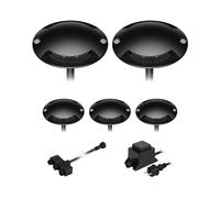 ledscom.de Lámpara de pie LED Bunda, 2 llamas, negra para exteriores, transitable, blanco frío, juego de 5