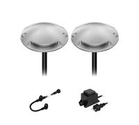 ledscom.de Lámpara de pie LED Bunda, 2 luces, para exterior, transitable, blanco cálido, juego de 2