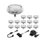 ledscom.de Lámpara de pie LED Bunda, 4 luces, para exteriores, transitable, blanco cálido, juego de 14