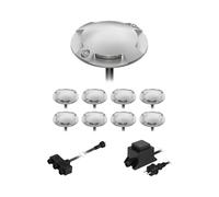 ledscom.de Lámpara de pie LED Bunda, 4 luces, para exterior, transitable, blanco cálido, juego de 9