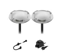 ledscom.de Lámpara de pie LED Bunda, 4 llamas, para exteriores, transitable, blanco frío, juego de 2