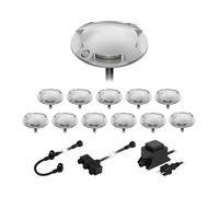 ledscom.de Lámpara de pie LED Bunda, 4 lámparas, para exterior, transitable, blanco frío, juego de 12