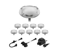 ledscom.de Lámpara de pie LED Bunda, 4 luces, para exterior, transitable, blanco frío, juego de 10