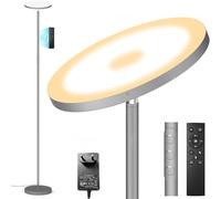 Lámpara de pie LED gris, 3600 lm, 36 W, regulable, lámpara de pie para salón, 2700 K-6500 K, atenuación continua, mando a distancia y control táctil, moderna lámpara de pie para salón, dormitorio