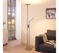 Lindby Lámpara de pie LED, foco de techo regulable, brazo de lectura ajustable, lámpara de pie, lámpara de pie, lámpara de salón, lámpara de lectura, lámpara de techo LED