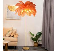 ANram Lámpara de pie LED Lámpara de pie Dorada Moderna de Lujo con Pluma de Avestruz, 160 cm de Alto, 3 Colores Regulables con Bombilla G4, romántica para Sala de Estar y Comedor para niños