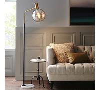 Lámpara de pie LED - Lámpara de pie moderna para sala de estar, dormitorio y oficina - metal negro y d con base de mármol - ámbar s e 6000 K luz blanca pura