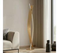 Lámpara de pie LED Lucande Marija, dorada, atenuable, 140 cm