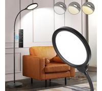 Lámpara de pie LED, luz de lectura, lámparas de pie modernas y brillantes, 3 temperaturas de color y brillo, lámpara de pie ajustable con cuello de cisne con control remoto y control táctil para sala