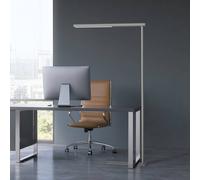 Lámpara de pie LED para oficina MAULjet, color plateado, altura 195 cm