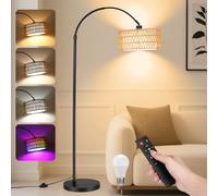 Lámpara de Pie LED Regulable - 9W 900LM Lampara de Pie Arco con Mando & Bombilla E27, Luz para Leer para Salón, Dormitorio, Oficina - Negro