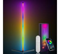 Lámpara de Pie LED RGBIC, Lámpara de Pie de 157 cm Regulable con Mando a Distancia por Infrarrojos, Control APP Inteligente, 16 Millones de Colores y 300 Modos de Escena para Salón, Dormitorio y Escal