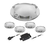 Lámpara de pie LED RUNDA para exterior IP67 4 luces aluminio redondo 70mm Ø
