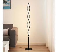 Lindby Welina lámpara de pie LED, girado, negro