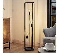Lámpara de pie Lindby Krisha, negra, metal, 3 luces, E27