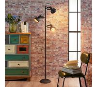 Lámpara de pie Lindby Lilly, negra, metal, 170cm, E14