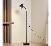 Lámpara de pie Lindby Tebbi, negra, metal, altura 150 cm