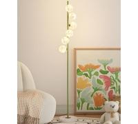 Lámpara de pie nórdica de vidrio de 6 globos Lámpara de pie con base de mármol de 63 "Lámpara de pie con interruptor de pie Cuerpo de hierro E26 Luz alta regulable para sala de estar Dormitorio