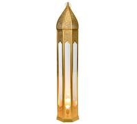 Marrakech Lámpara de pie decorativa oriental, 120 cm, lámpara de pie bohemia como decoración en el salón, dormitorio y habitación de los niños, lámpara de mesa Afrar oro de metal y cristal