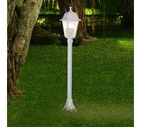 Lámpara de Pie para Exterior Farola Bolardo para Jardín Terazza Garaje 1xE27 IP44 Metal Plástico 27 x 15 cm Altura total 100 cm Blanco