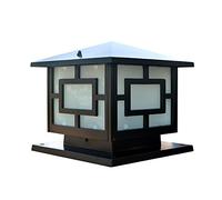 Lámpara de pie para Exterior, Vintage Square Outdoor E27 Lámpara de Columna de luz de Pilar Vidrio Impermeable Retro Lámpara de Puerta de césped Lámpa