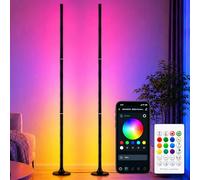 Lámpara de pie RGB para salón, 120 cm, juego de 2 lámparas de esquina regulables con aplicación inteligente y mando a distancia, lámpara de pie LED DIY con 16 millones de colores, sincronización de