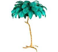 Lámpara de pie Romantic Feather, Resina Lámpara de pie de Pluma de Avestruz Natural con Interruptor de pie Regulable, para Salón Dormitorio Esquina Decoración Lámpara de pie