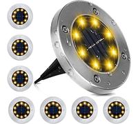Lámpara de pie solar al aire libre, 8 LED lámpara solar al aire libre lámpara solar de jardín impermeable lámpara solar de acero inoxidable lámpara solar para jardín, césped, patio, pasarela, terrazas