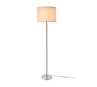 lux.pro Lámpara de Pie Iluminación Eficaz Luz de Salón Ambiente Agradable 1xE27 60 W Metal Textil Altura 161 x Ø 40 cm - Plateado y Blanco