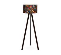 lux.pro Lámpara de Pie Newport Trípode Pantalla Cilíndrica Iluminación para Salón Estudio Rincón de Lectura 1xE27 20 W MDF PVC 21 x Ø 38 cm Altura 140 cm Negro/Multicolor