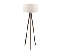 Lámpara de pie trípode newport 1xe27 20 w mdf textil 21 x ø 38 cm efecto madera / crema [lux.pro]