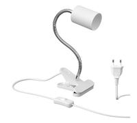ledscom.de Lámpara de pinza, cuello de cisne WAIKA, interruptor, blanco mate, 1x GU10 máx. 15W