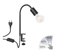 ledscom.de E27 lámpara de pinza LELE con cuello de cisne, negro incl. E27 LED 3 niveles regulable blanco 6,9W 1020lm