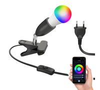Lámpara de pinza E27 LIK negra incl. Smart Home RGBW Lámpara LED 8,89W 892lm