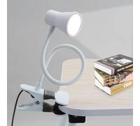 Lámpara de pinza GOEDCH 15,5 × 12 × 7,5 cm: lámpara de lectura para cama, lámpara de pinza regulable con 29 LED y cuello de cisne, 10 niveles de atenuación, 3 temperaturas de color, USB para