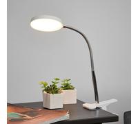 Lámpara de pinza LED Lindby Milow, blanca, metal, 36 cm de altura