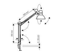 Lámpara de pinza LED MAULstudy, color plateado, acero, altura 44 cm EC:EPREL:1559462