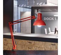 MAUL lampara escritorio MAULstudy | Lampara LED con soporte ajustable con brazo articulado para escritorio | Elegante lampara de mesa metálica LED | Fuente de luz LED incluida | Rojo