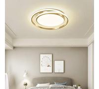 lámpara de plafón para dormitorio con control remoto, LED regulable, luz de techo moderno dorado para salón, diseño de anillo redondo, candelabro minimalista para comedor estudio iluminación deco 55cm