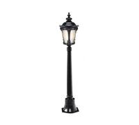 Lámpara de poste for exteriores, poste de sombra de vidrio ondulado con agua, farol con acabado de latón antiguo, alumbrado público for entrada, patio, porche delantero(Black,Height:43.3"/110cm)