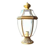 Lámpara de poste superior dorada para exteriores, lámpara de pilar para patio exterior de Villa Retro, vidrio de latón cepillado, lámpara de pilar exterior moderna, columnas de ladrillo, iluminación d